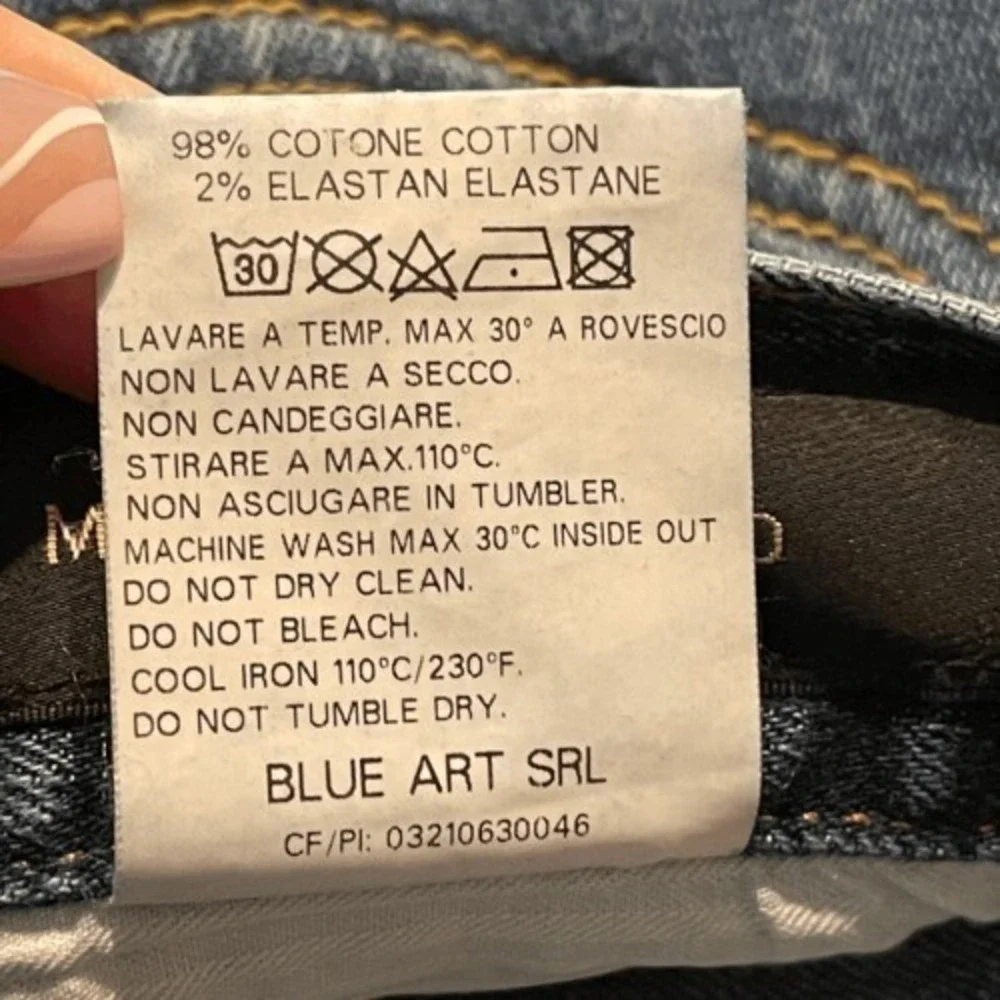 Maurizio Massimino Italian‎ Slim Fit Jeans Plaid Pocket Blue Size EU 44